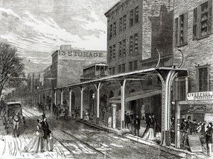 Chemin de fer surélevé dans Greenwich Street, New York - Stanley Fox
